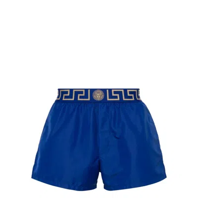 Versace Intimo Blue Geometric Patterned Lingerie Shorts