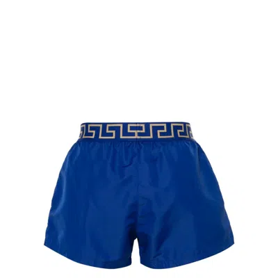 Versace Intimo Blue Geometric Patterned Lingerie Shorts