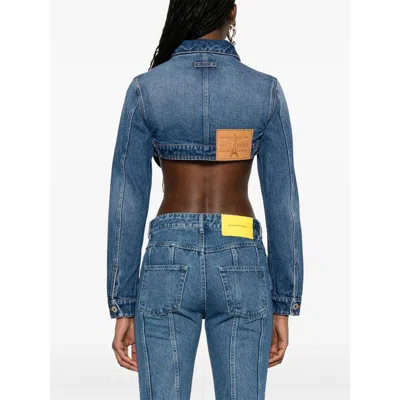 Jean Paul Gaultier Denim Cropped Jacket With Topstitching Details On Cups