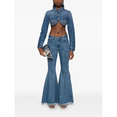 Jean Paul Gaultier Denim Cropped Jacket With Topstitching Details On Cups