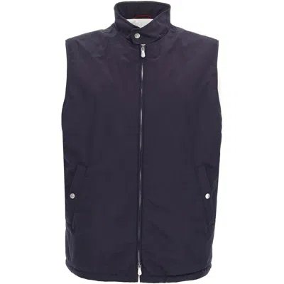 Brunello Cucinelli Water Resistant Nylon Vest In Blue