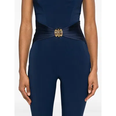 Elisabetta Franchi Flowing Crepe Jumpsuit With Macro Blue Bow