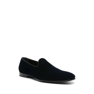Tagliatore Man Loafers Midnight Blue Size 9 Textile Fibers In Blue