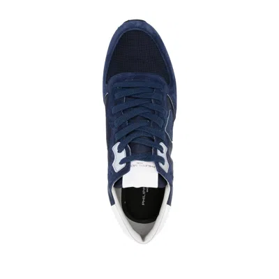 Philippe Model Tropez Sneakers In Technical Fabric And Suede Color Blue