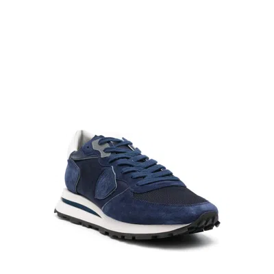 Philippe Model Tropez Sneakers In Technical Fabric And Suede Color Blue