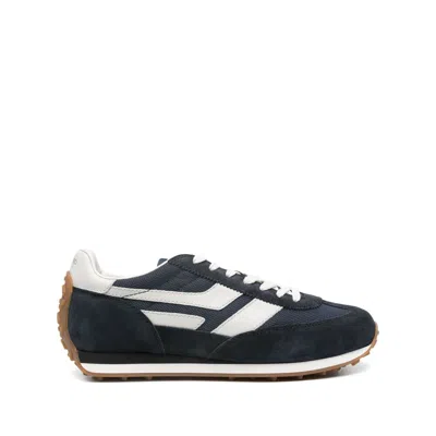 Tom Ford Navy Suede And Mesh Sneakers With Contrast Stripes