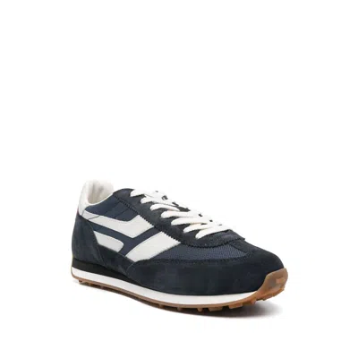 Tom Ford Navy Suede And Mesh Sneakers With Contrast Stripes