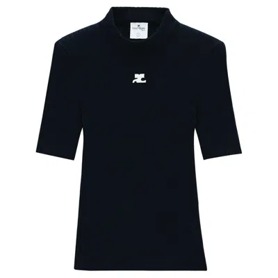 Courrèges Reedition Logo-patch Knitted Top