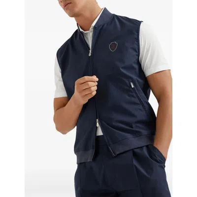 Brunello Cucinelli Men Sleeveless Nylon Topwear With Zip And Logo