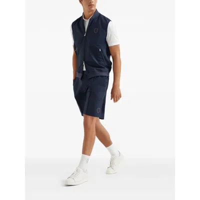 Brunello Cucinelli Men Sleeveless Nylon Topwear With Zip And Logo