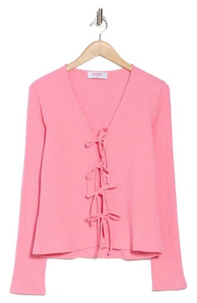 Renee C Tie Front Sweater In Pink