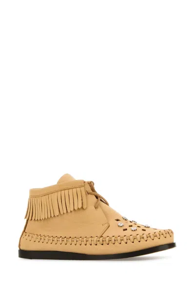 Isabel Marant Beige Leather Felsa Angle Boots