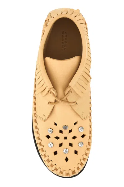 Isabel Marant Beige Leather Felsa Angle Boots