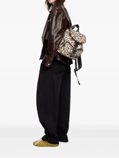 Bimba Y Lola Medium Leopard-print Backpack In Neutrals