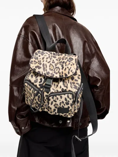 Bimba Y Lola Medium Leopard-print Backpack In Neutrals