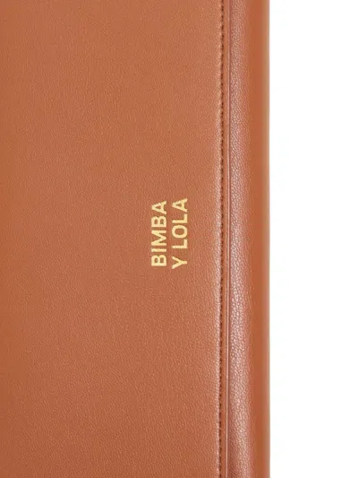 Bimba Y Lola Tan Leather Continental Wallet In Brown