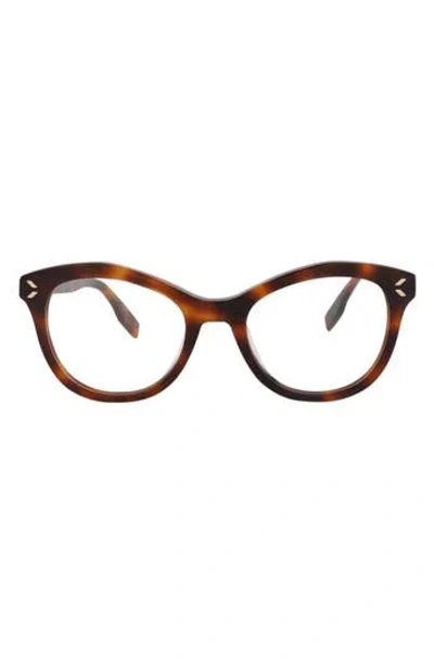 Alexander Mcqueen Mcqueen 47mm Cat Eye Optical Glasses In Havana Havana Transparent