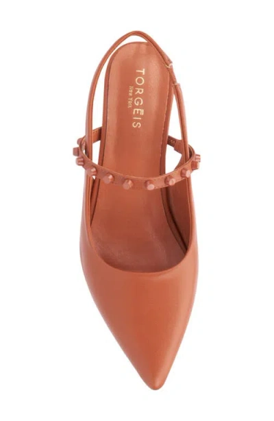 Torgeis Tamara Womens Pointed Closed Toe Kitten Heel Pumps In Brown