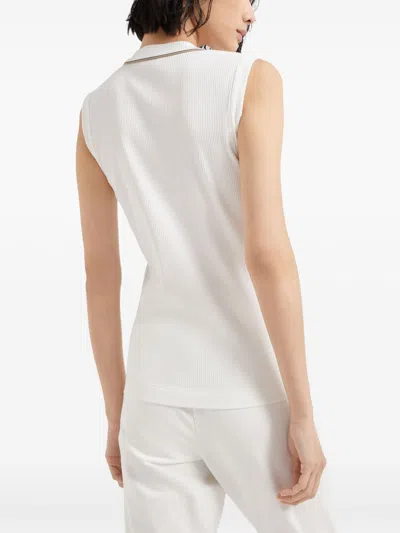 Brunello Cucinelli Stretch-cotton V-neck Top