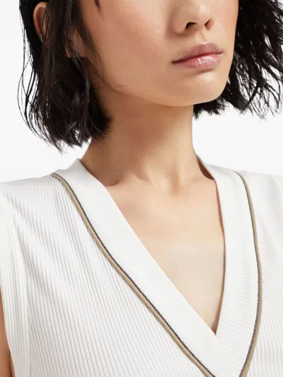 Brunello Cucinelli Stretch-cotton V-neck Top