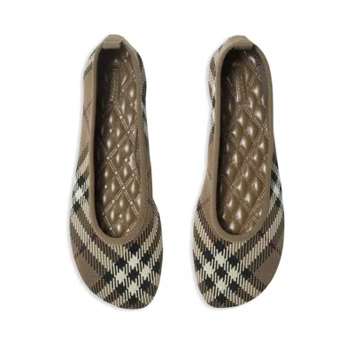 Burberry Knit Baby Nylon Blend Ballerinas With Knitted Traditional Check