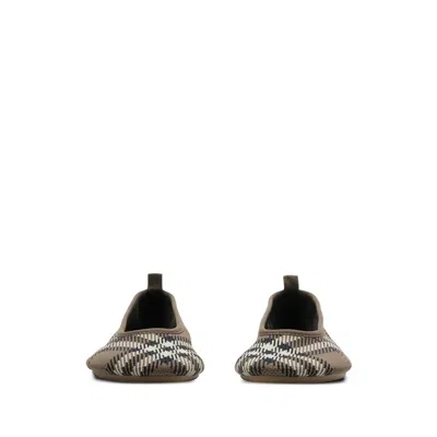 Burberry Knit Baby Nylon Blend Ballerinas With Knitted Traditional Check