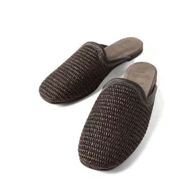 Brunello Cucinelli Monili-embellished Raffia Slippers