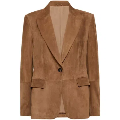 Brunello Cucinelli Cuoio Suede Leather Jacket