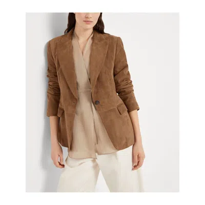 Brunello Cucinelli Cuoio Suede Leather Jacket