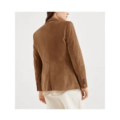 Brunello Cucinelli Cuoio Suede Leather Jacket