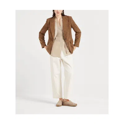 Brunello Cucinelli Cuoio Suede Leather Jacket
