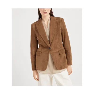Brunello Cucinelli Cuoio Suede Leather Jacket