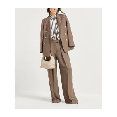 Brunello Cucinelli Women Linen Blend Double-breasted Jacket