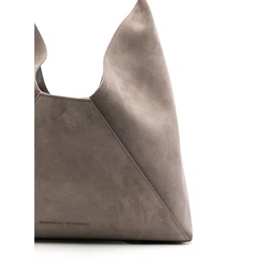 Brunello Cucinelli Bc Duo Mini Suede Leather Hobo Handbag