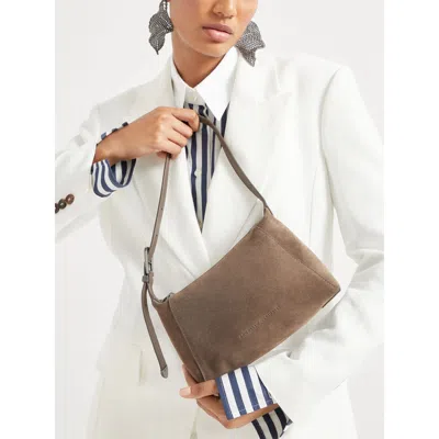 Brunello Cucinelli Suede Bc Duo Bag With Shiny Details