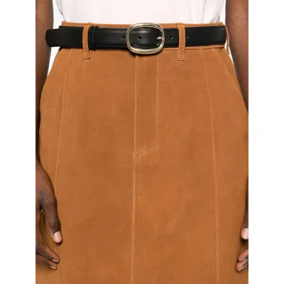 Self-portrait Brown Suede Midi Skirt