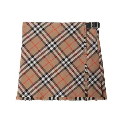 Burberry Check Wool Blend Mini Skirt Clothing