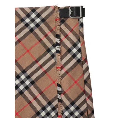 Burberry Check Wool Blend Mini Skirt Clothing