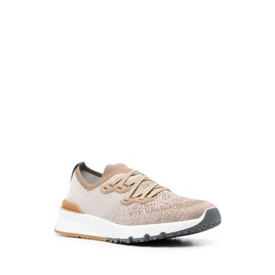 Brunello Cucinelli Mesh-panel Lace-up Sneakers