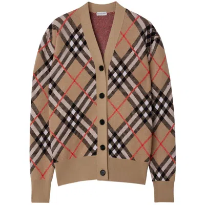 Burberry Checkered Wool-mohair Blend Cardigan