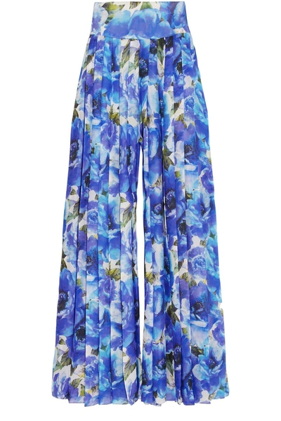 Balmain Floral-print Silk-chiffon Wide-leg Pants | ModeSens
