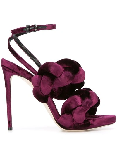 Marco De Vincenzo Velvet High-heel Sandals In Grape