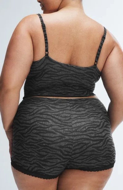 Savage X Fenty Snug Hug Sleep Camisole In Black Caviar Tiger Stripe Text