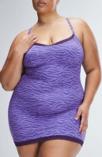 Savage X Fenty Snug Hug Sleep Slip In Wisteria Purple Tiger Stripe T