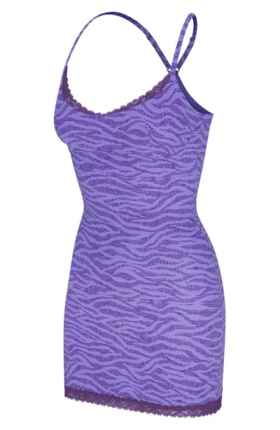Savage X Fenty Snug Hug Sleep Slip In Wisteria Purple Tiger Stripe T