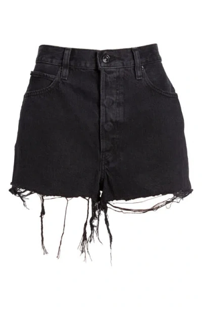 Frame Dare High Waist Denim Cutoff Shorts In Forbidden In Forbidden