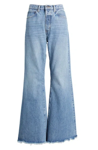 Frame Le Easy Flare Frayed Jeans In Alderton Raw Fray