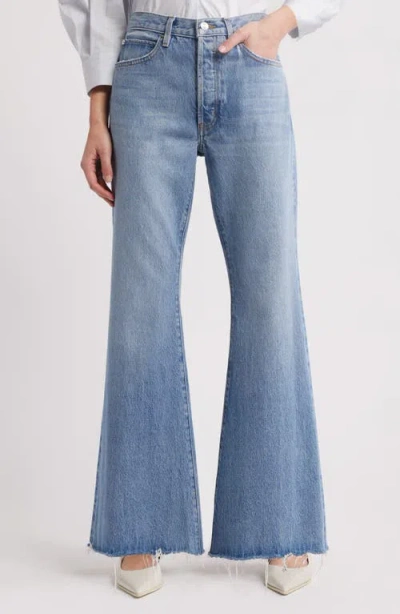 Frame Le Easy Flare Frayed Jeans In Alderton Raw Fray