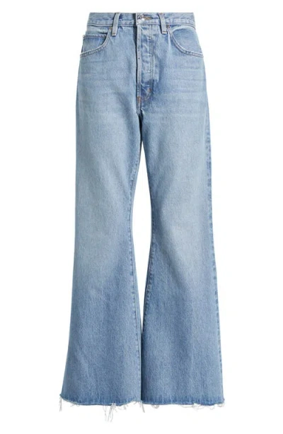 Frame Le Easy Flare Frayed Jeans In Alderton Raw Fray