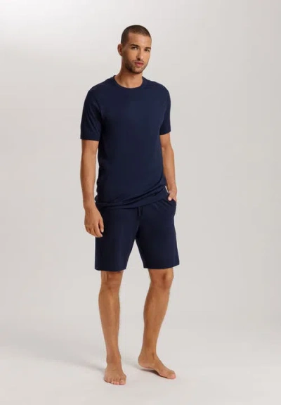 Hanro Natural Living Organic Cotton Drawstring Shorts In Deep Navy